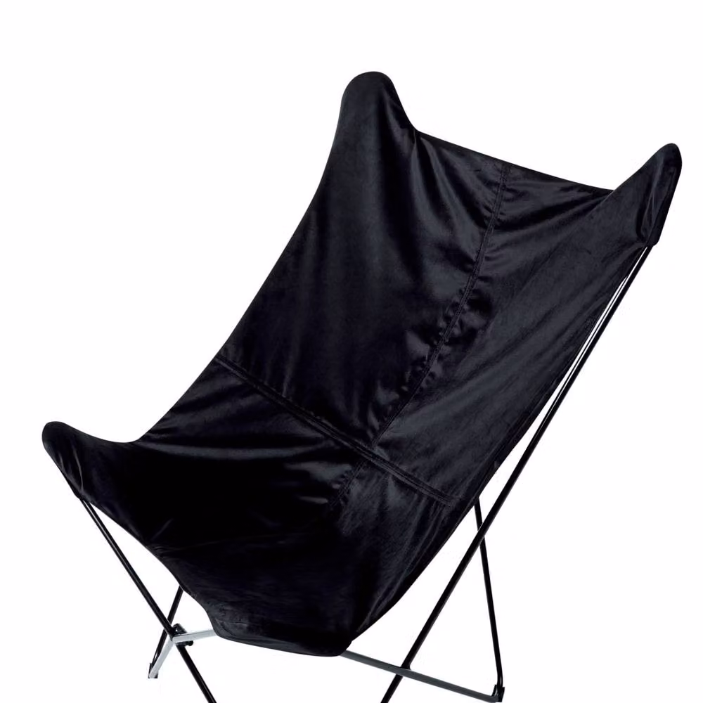 Wyld and Coco Velvet Sling Butterfly Lounge Chair in Black with Metal Hairpin Legs – 5