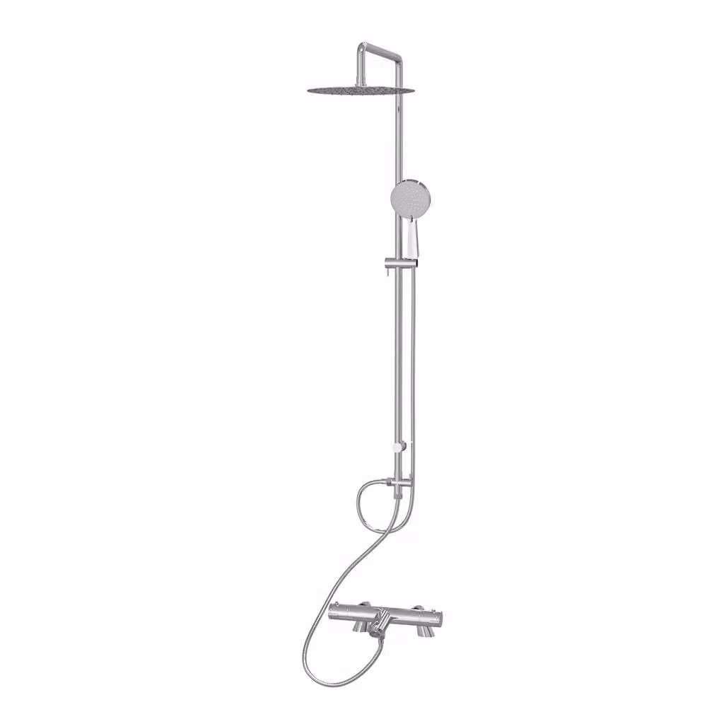 Nes Home Chrome Modern Exposed Bath Shower Mixer Tap Set with Handheld Shower in Silver – 2