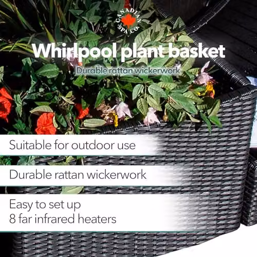 Canadian Spa Co. Large Brown Rattan Plant Basket for Square Spas and Hot Tubs, Weatherproof Wicker Weave Surround Furniture Collection – 3