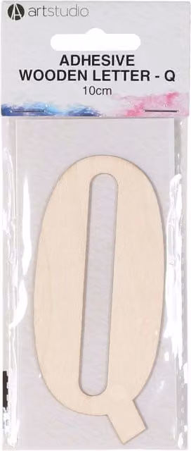 Art Studio Adhesive Wooden Letter Q in Beige