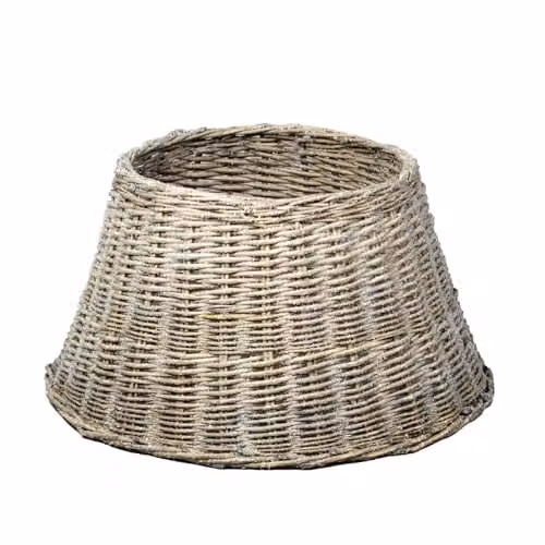 The Christmas Workshop 70259 Glittery Ash Grey Natural Willow Christmas Tree Skirt, H 28 cm x W 50 cm x D 33 cm