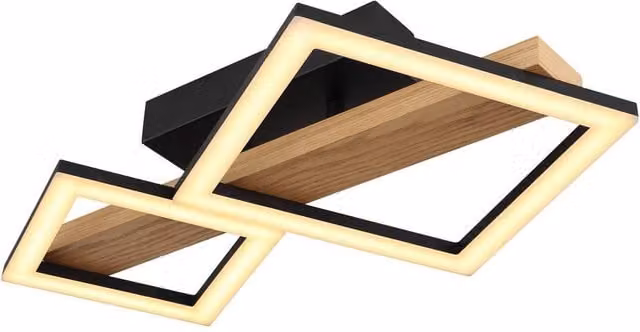 Netlighting Dustin 2 Square Semi Flush Ceiling Light in Matt Black with 2x Warm White LED 3000K