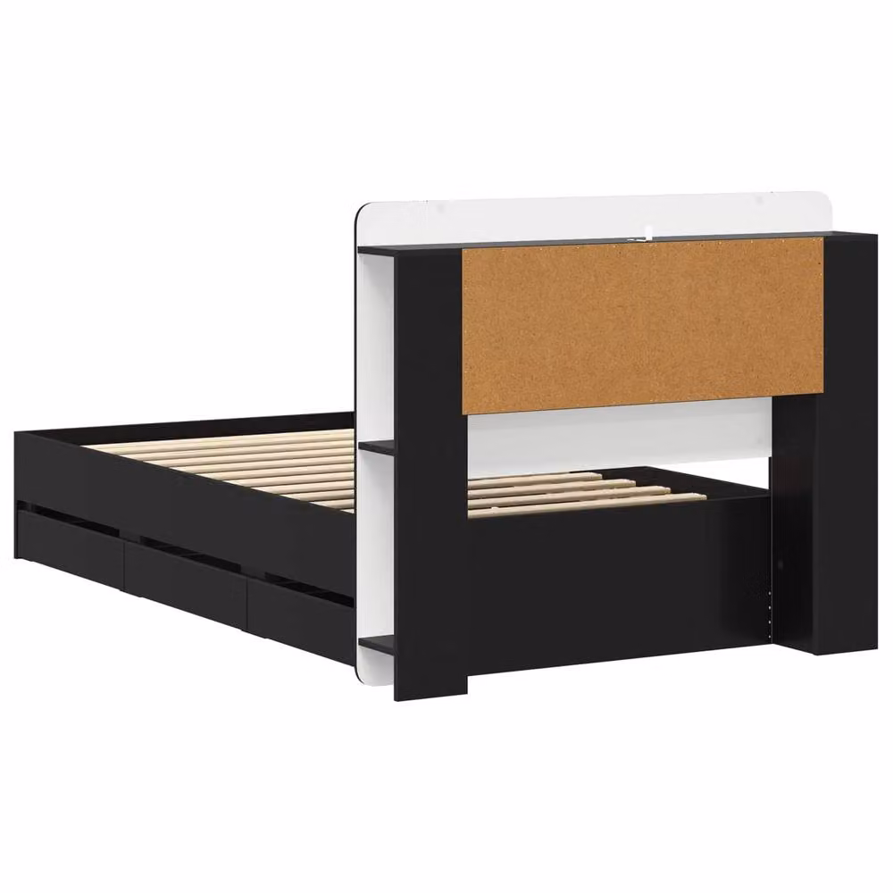 Berkfield Home Modern Bed Frame with Storage Drawers in Black, Engineered Wood, W: 75 cm x L: 190 cm – 3