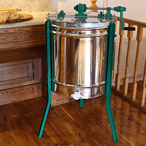 Actiasbee 9-Frame Manual Honey Extractor in Silver Stainless Steel and Transparent Acrylic – 4