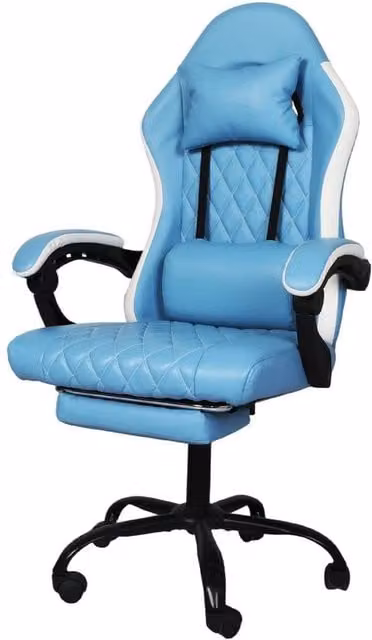 VOGREX Blue Adjustable Swivel PU Gaming Office Recliner Chair