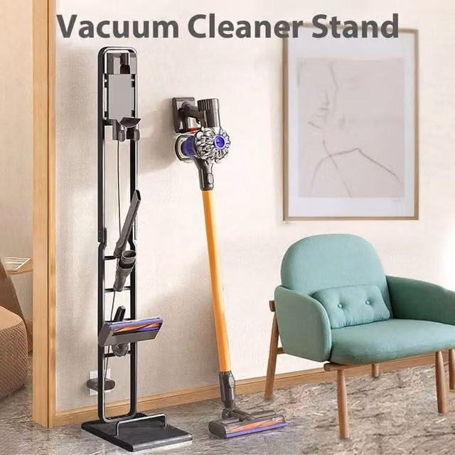 EONLION Black Metal Vacuum Cleaner Stand Storage Bracket Holder, W: 50 cm – 1