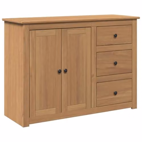 vidaXL PANAMA Sideboard with Drawers in Brown Solid Pine Wood, W/D/H: 112 x 40 x 80 cm – 1