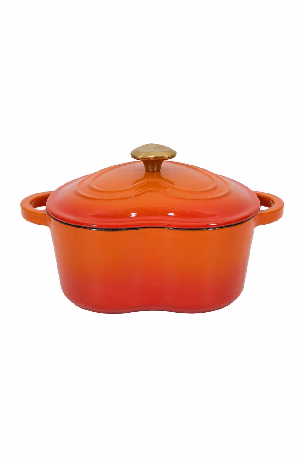 Garden Sanctuary Enamelled Cast Iron Heart-Shaped Casserole Dutch Oven Pot with Glass Lid, Orange – 2