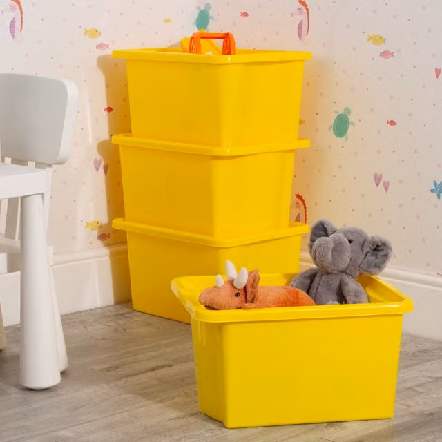 Wham Set of 4 Stackable and Store Plastic Boxes, Yellow, 28 l