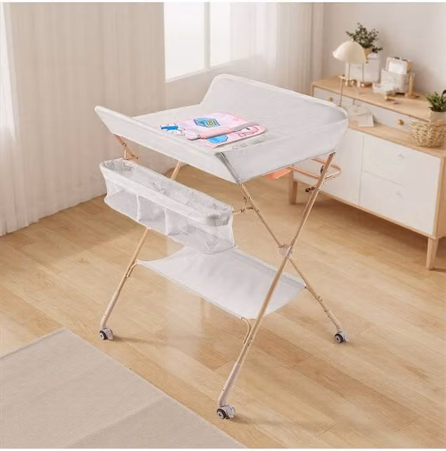 H&O Direct Multifunctional Folding Baby Changing Station in Grey, W/D/H: 122.0 x 75.0 cm