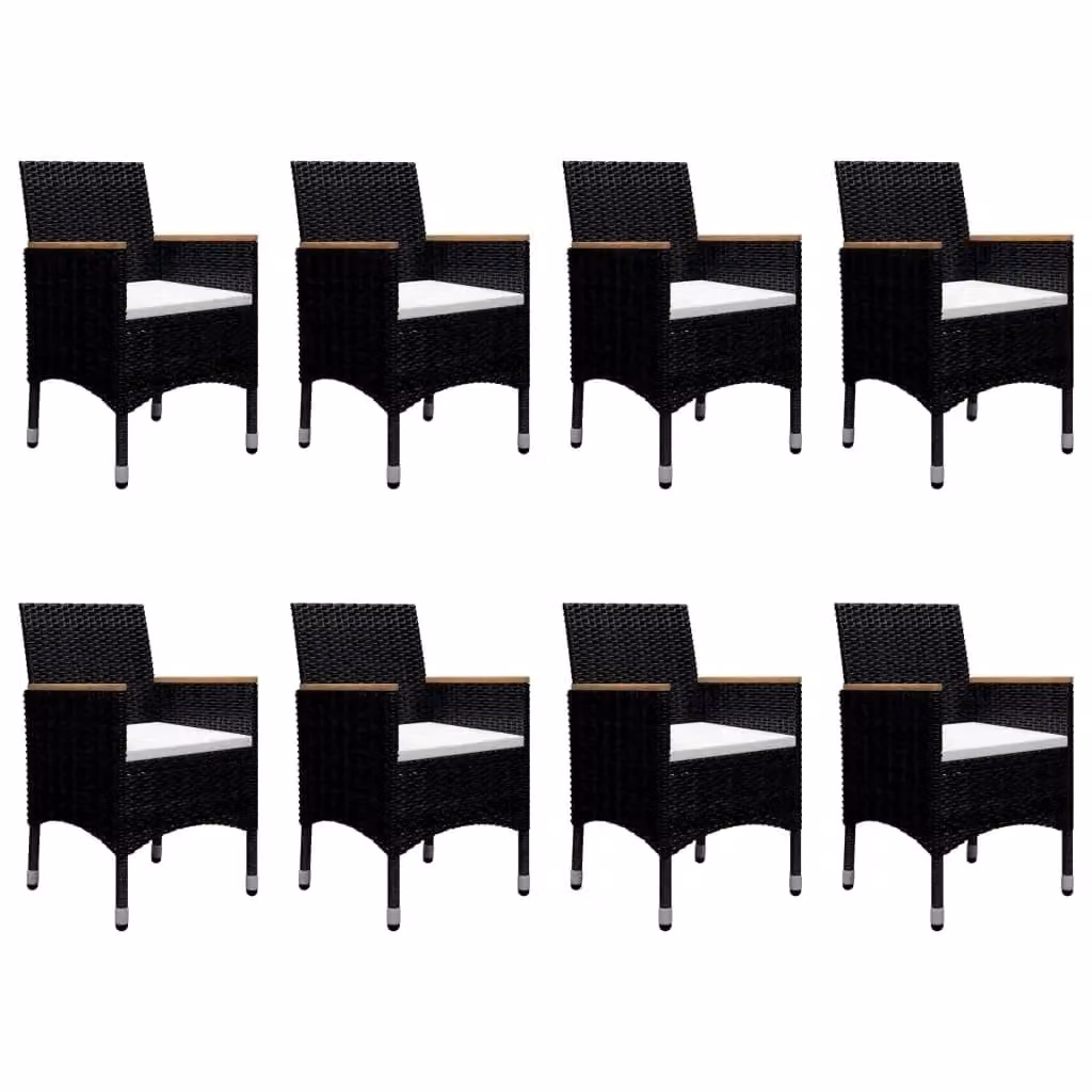 Berkfield Home 9 Piece Poly Rattan and Tempered Glass Garden Dining Set in Black – 1