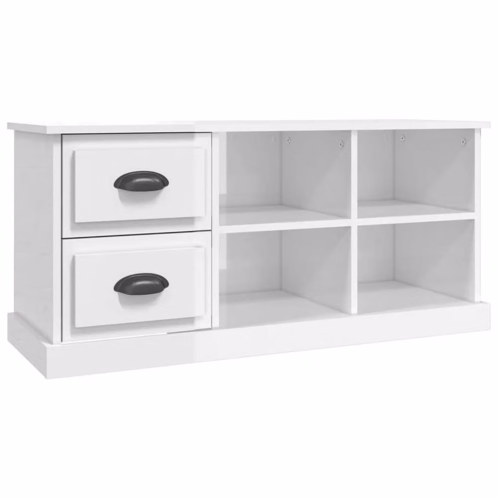 Berkfield Home Modern High Gloss White TV Cabinet in MDF, W: 102 cm, D: 35.5 cm, H: 47.5 cm – 2