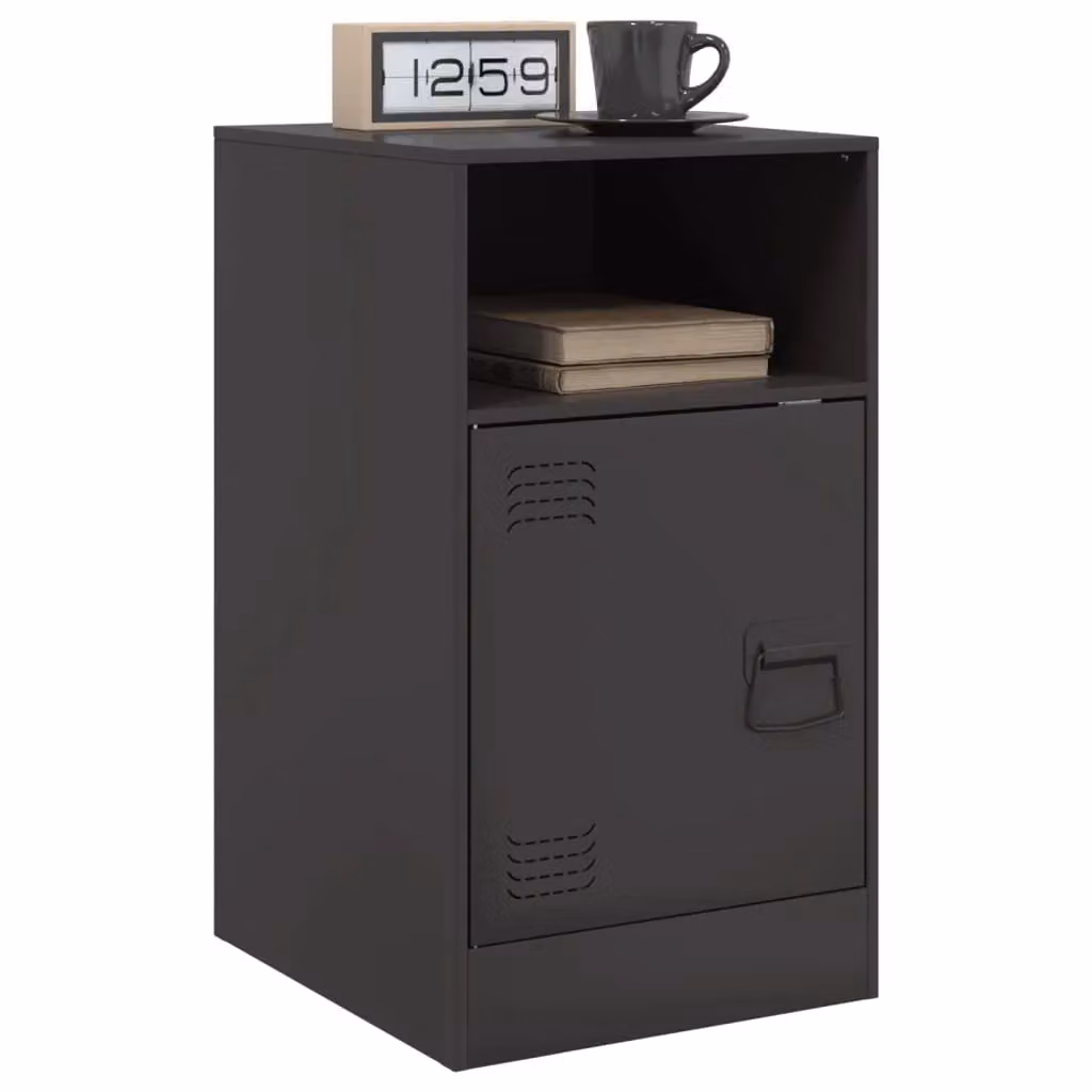 Berkfield Home Set of 2 Black Metal Industrial Bedside Cabinets, W/D/H: 34.5 x 39 x 62 cm – 3