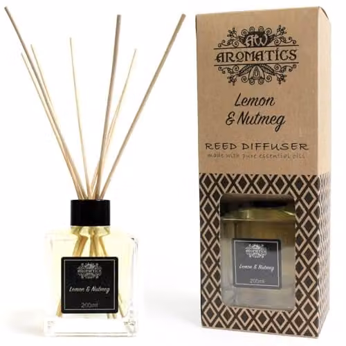 KDMD Lemon and Nutmeg Essential Oil Reed Diffuser, 200ml, Black