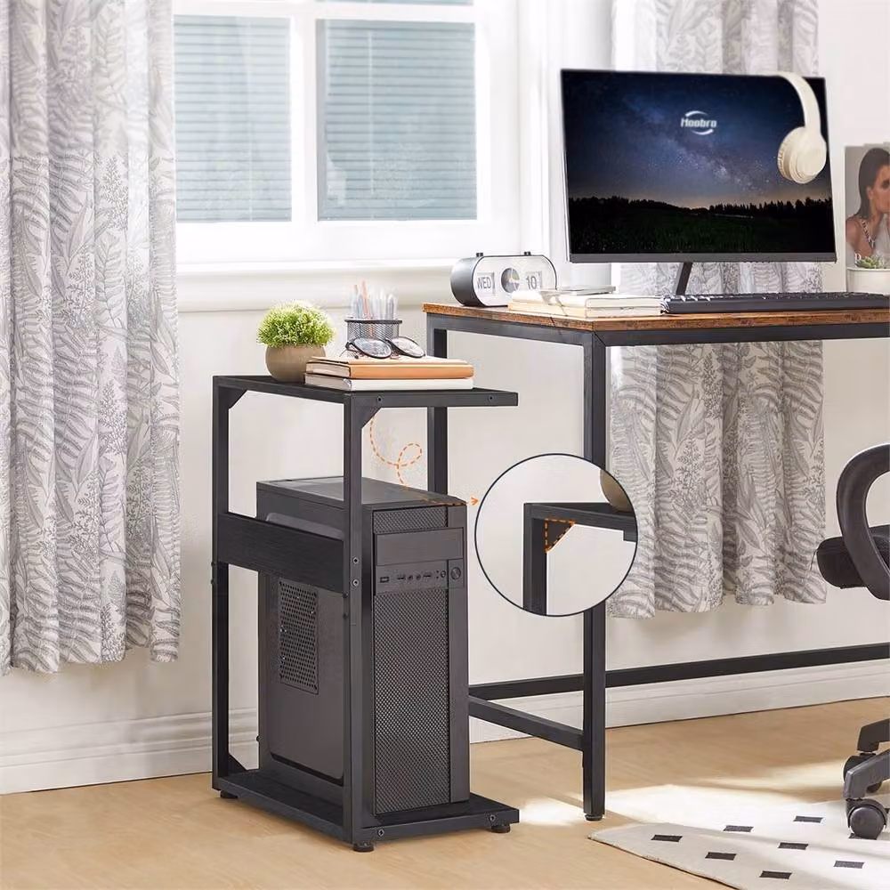 FLAVORA Black Under Desk PC Tower CPU Stand, W/D/H: 43 x 29 x 60.5 cm – 4