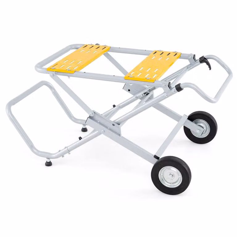 Costway Portable Table Saw Stand with Rollable and Foldable Metal Base in Yellow