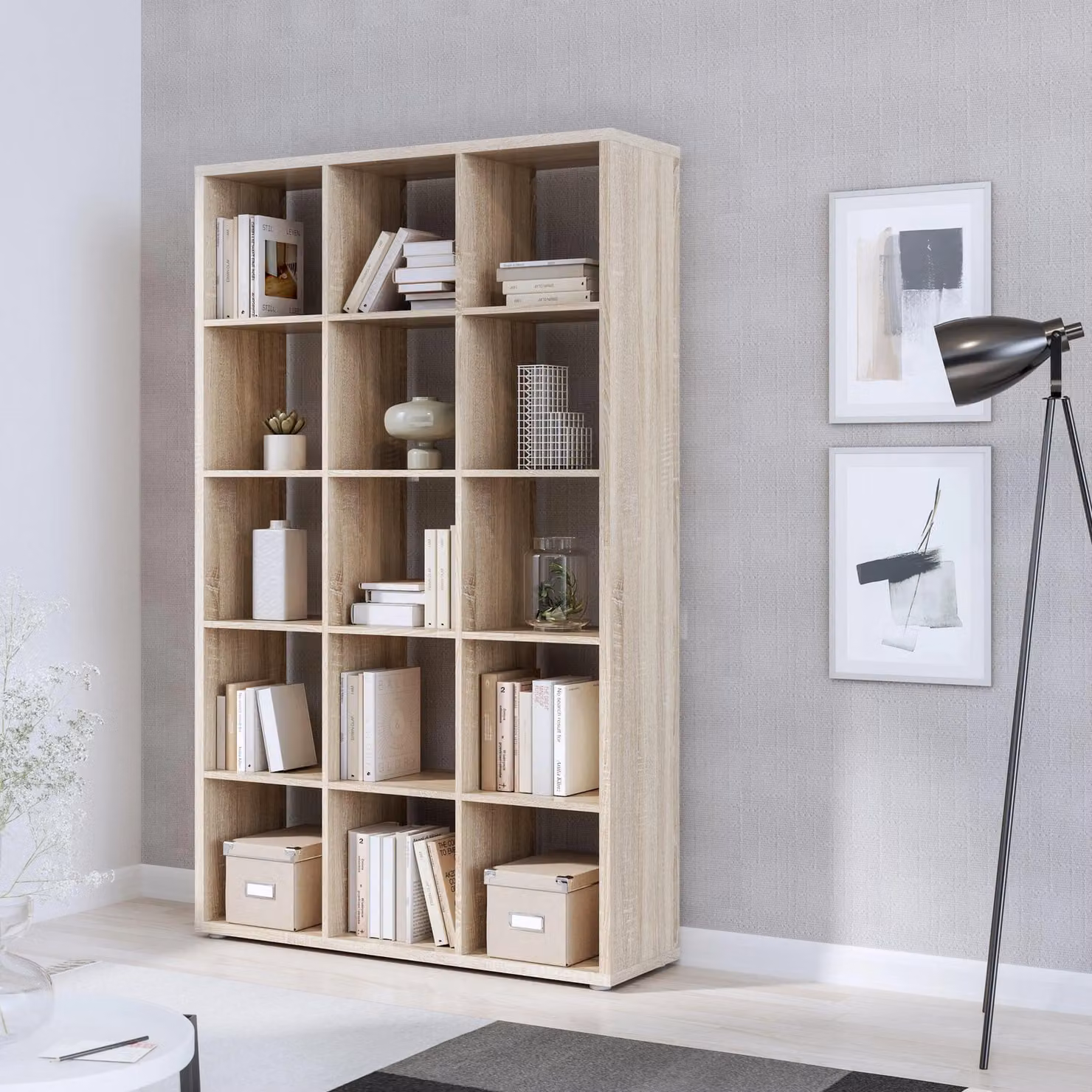 Furniture To Go Mauro 3x5 Cube Storage Unit in Light Oak – 3