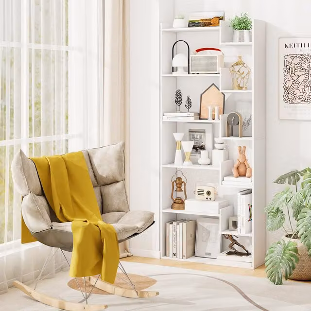 COSTWAY 11-Shelf Open Display Bookshelf in White