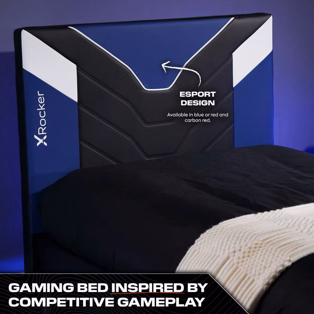 X Rocker Cerberus MKII Upholstered Gaming Bed Frame in Blue for Kids and Teens, W/D/H: 90 x 190 cm – 2
