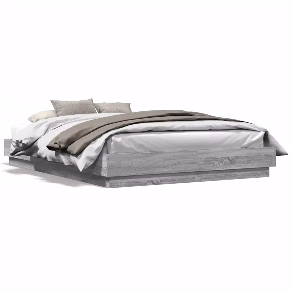Berkfield Home Sonoma Bed Frame in Grey, W/D/H: 140 x 200 cm – 2