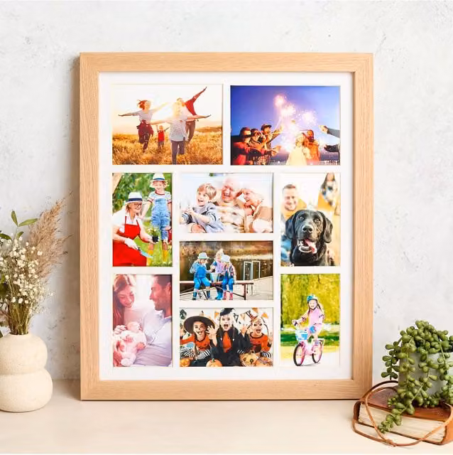 MijMoj Design Modern Rectangular Gallery Photo Frame in Brown Wood for Tabletop Display, W/D/H: 51.5 x 43.5 x 3.0 cm