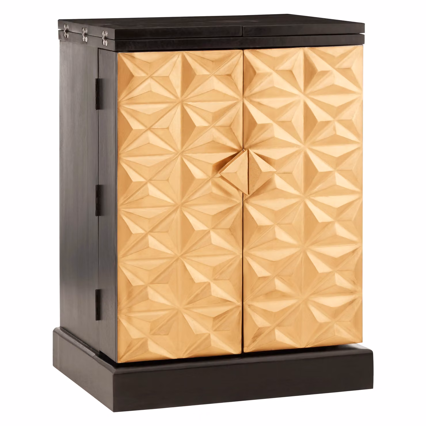 Orsina Modern Mango Wood Bar Unit with Gold Glossy Finish, W/D/H: 90 x 66 x 66 cm – 3