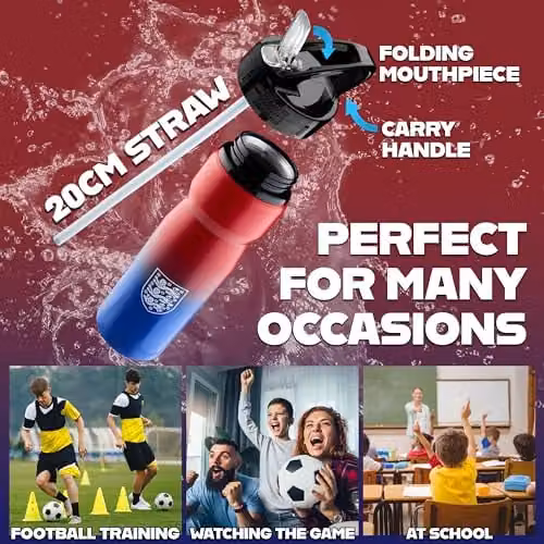 Hy-Pro International Aluminium Sports Water Bottle with Straw, 750ml, Red, Blue and Multicolour – 5