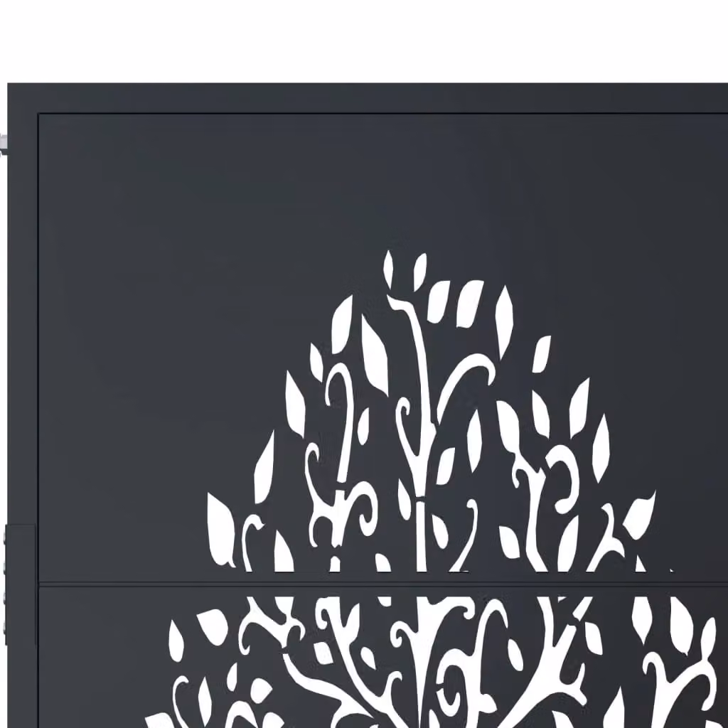 Berkfield Home Anthracite Steel Garden Gate with Tree Design W: 105 cm, H: 180 cm – 3