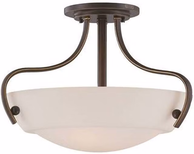 Elstead Chantilly 3 Light Semi Flush Ceiling Light in Bronze with Glass Domes and E27 Bulbs