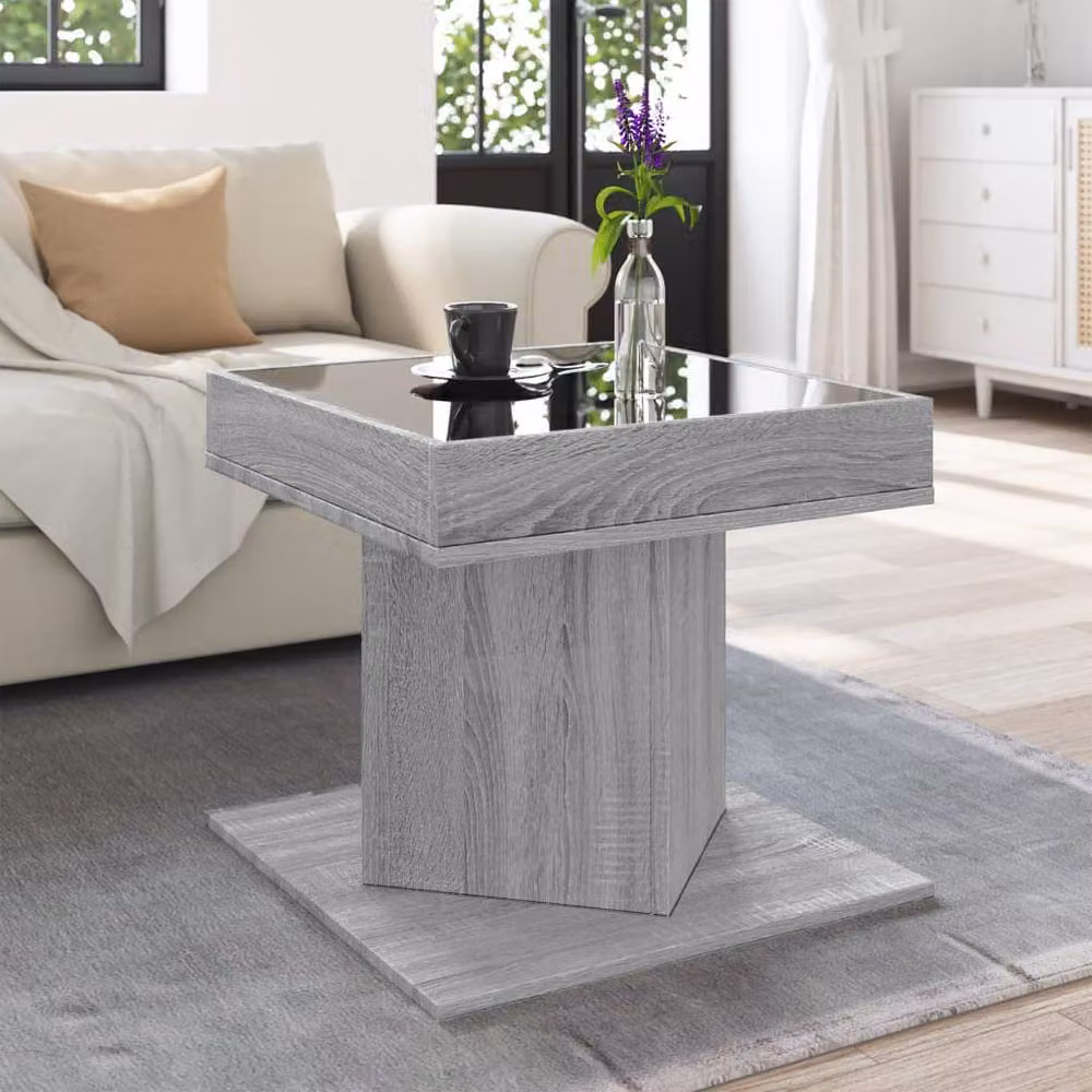 Berkfield Home LED Coffee Table in Grey Sonoma, W/D/H: 50 x 50 x 45 cm – 2