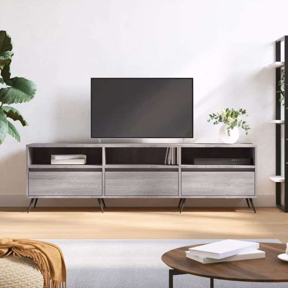 Berkfield Home TV Cabinet in Grey Sonoma, W/D/H: 150 x 30 x 44.5 cm – 2