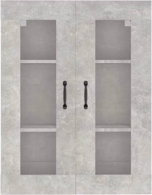 Berkfield Home Hanging Wall Cabinet in Concrete Grey with Glass Doors, W/D/H: 69.5 x 34 x 90 cm