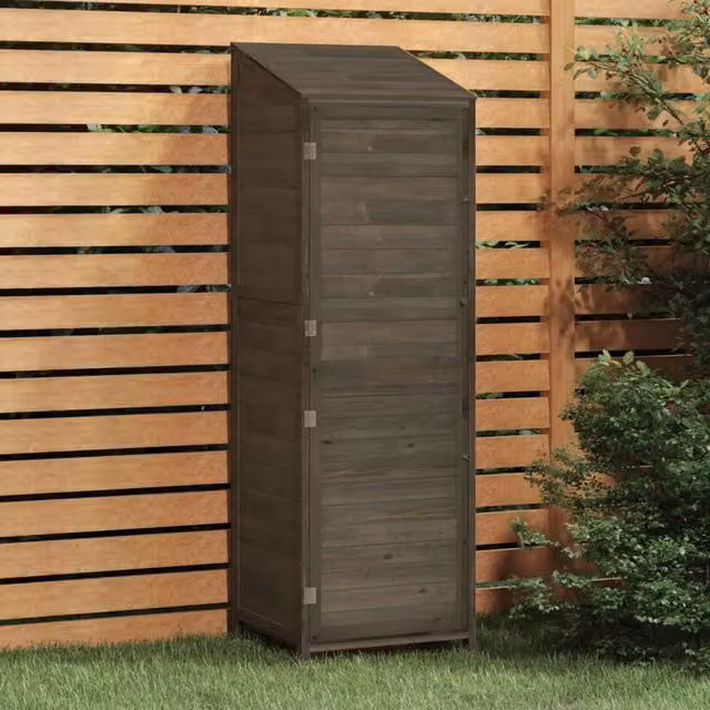 Berkfield Home Tall Garden Shed Cabinet in Anthracite and Black, Solid Wood, W/D/H: 55 x 52 x 174.5 cm – 1