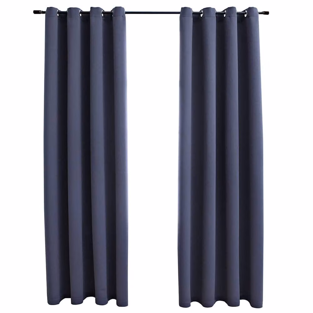 Berkfield Home Elegant Blackout Curtains with Eyelets, 2 Pack, Anthracite Grey, W: 140 cm, H: 245 cm – 3