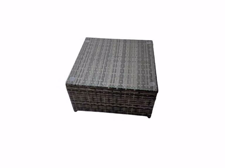 Fimous L-Shape Garden Furniture Set in Dark Grey with Upholstered Cushions, Lounge Armchair, Ottoman and Coffee Table