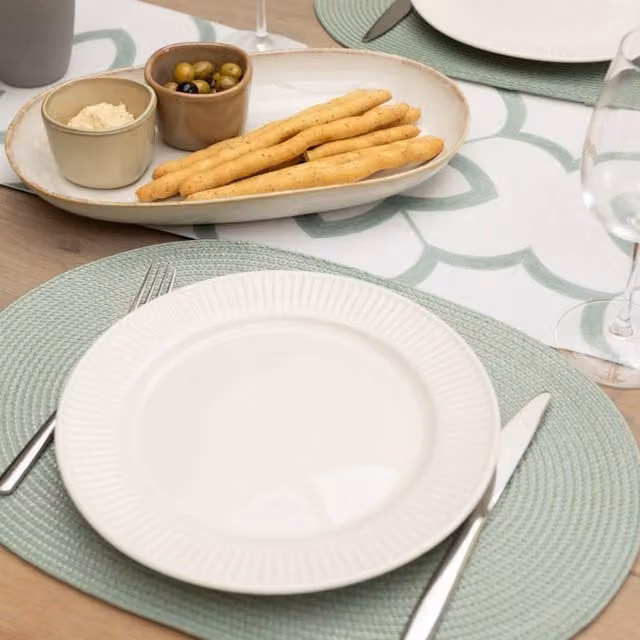 D-C-Fix Wipe Clean Woven Oval Placemats in Sage Green, 6 Pack – 1
