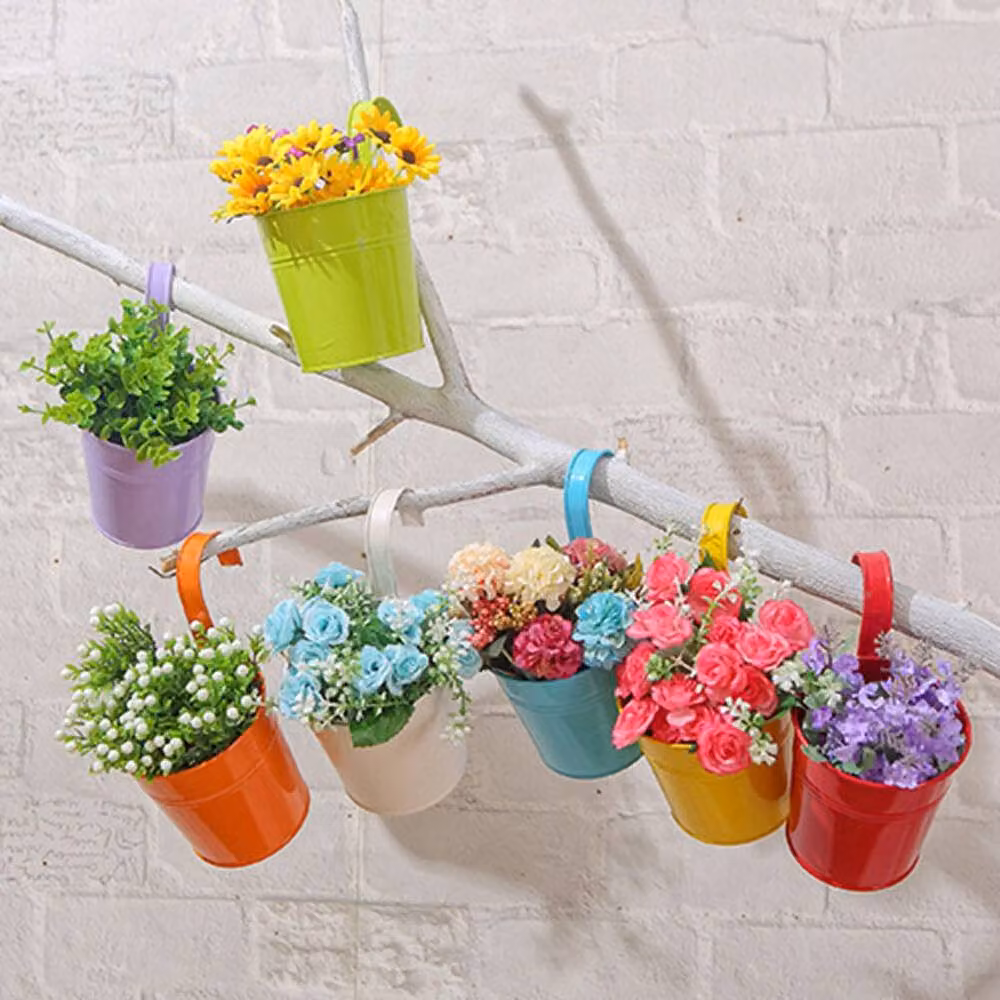 EONLION Blue Metal Hanging Flower Pot Planter for Garden and Balcony – 3