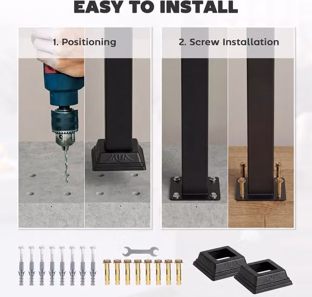 Outsunny Black Outdoor Handrail for 1 to 3 Steps Stair Railing