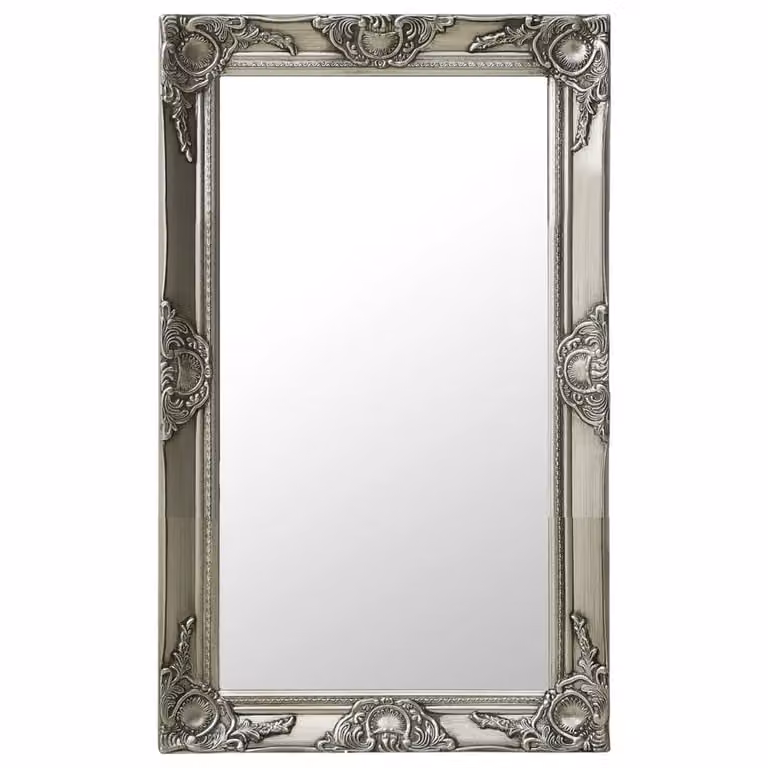 Berkfield Home Baroque Style Rectangular Wall Mirror in Silver, W: 50 cm, H: 80 cm