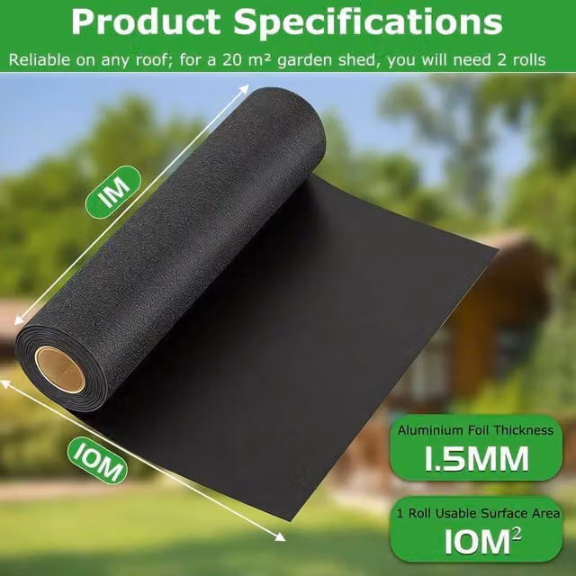 FLAVORA Self-adhesive EPDM Rubber Roofing Sheet, Black, W: 40 cm, L: 1000 cm
