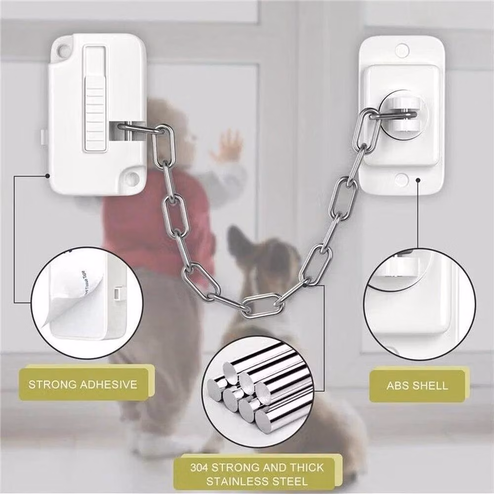 FLAVORA 5 Adjustable Self Adhesive Window Lock Safety Restrictor, White, W: 52 cm, H: 1000 cm – 4
