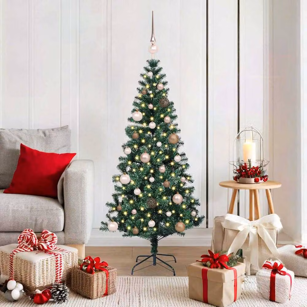 Berkfield Home Elegant Pre-lit Artificial Christmas Tree in Green and White, Height: 150 cm – 2