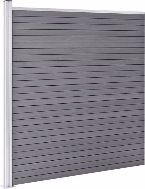 Berkfield Home Durable WPC Garden Fence, Grey, W: 526 cm, H: 186 cm – 1