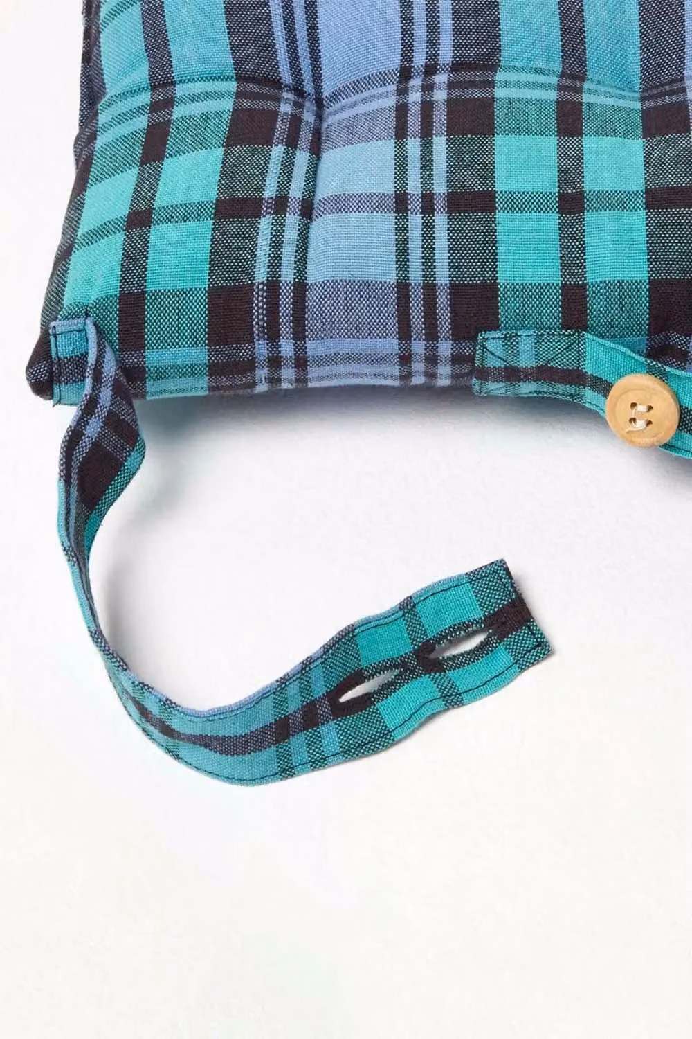 Homescapes Set of 4 Blue and Green Tartan Cotton Seat Pads, W/D/H: 40 x 40 x 6.5 cm – 2