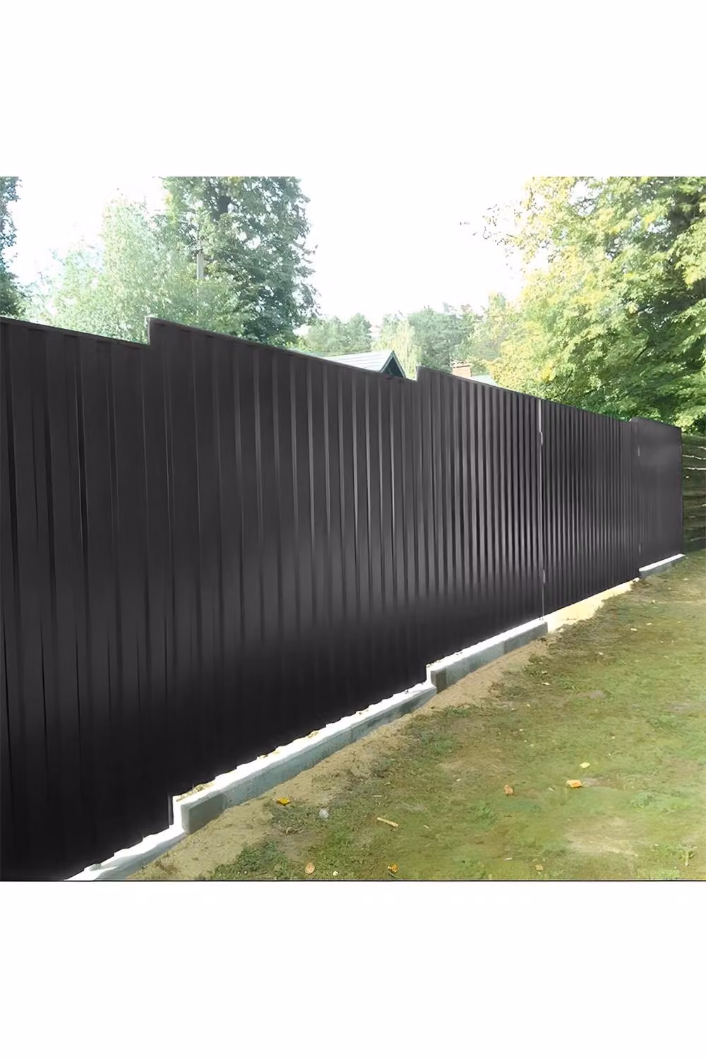 Living and Home Set of 12 Black Powder Coated Steel Corrugated Metal Panels W/D/H: 115 x 45 x 12 cm – 3