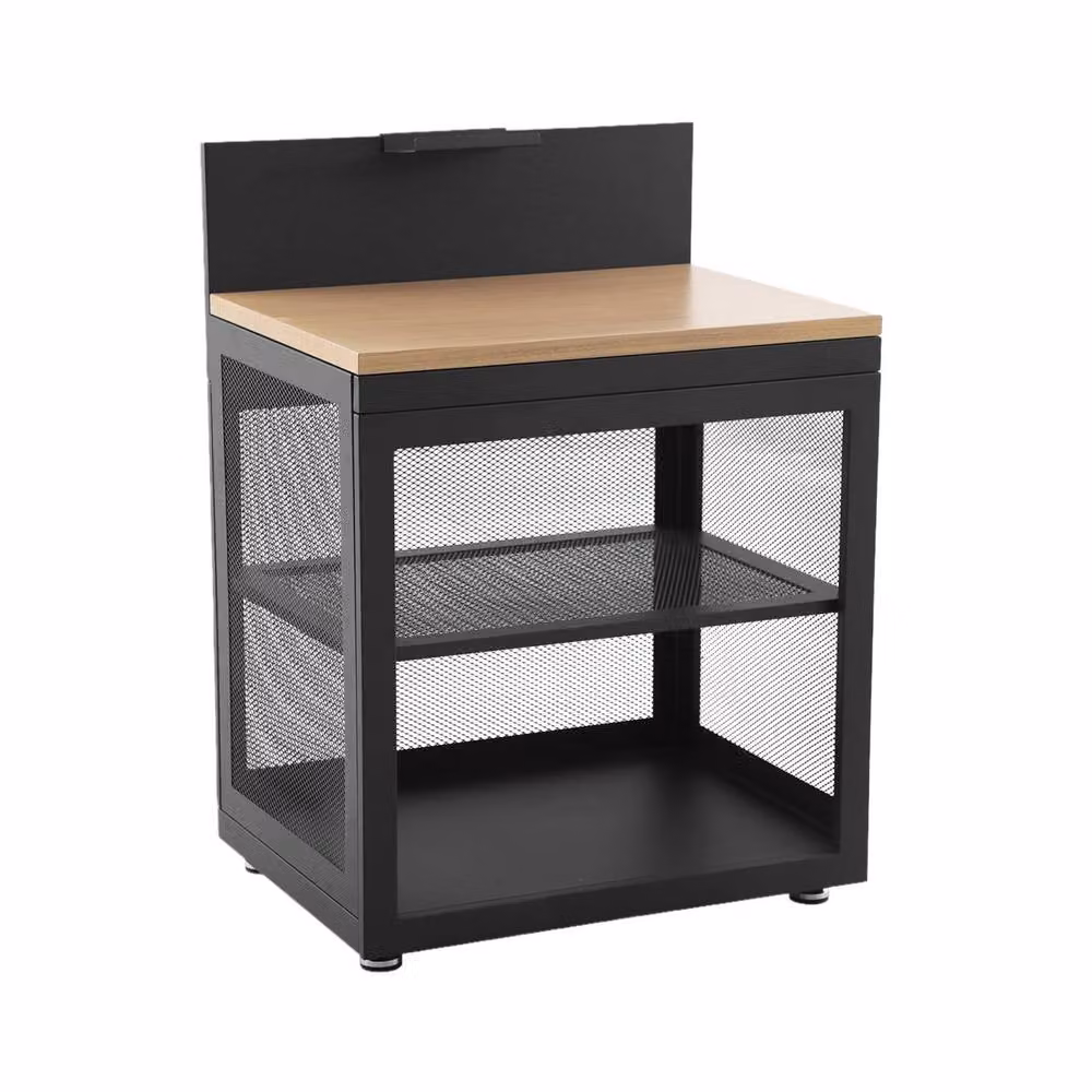sweeek Outdoor Kitchen Steel and Wood Decor in Black, W: 80 cm, D: 25.5 cm, H: 110 cm – 2