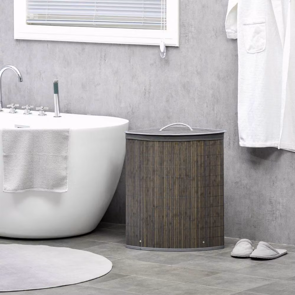 STILVORA Laundry Basket with Lid and Handles, Grey, 55 l – 2