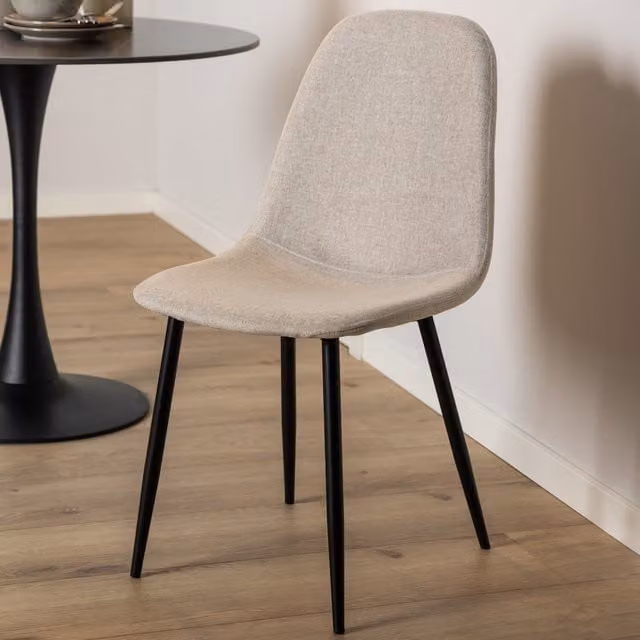 Furniture To Go Set of 4 Celia Modern Upholstered Dining Chairs in Beige and Grey with Metal Frame