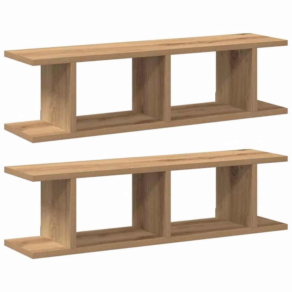 Berkfield Home Artisan Oak Wall Shelves, 2 Pack, Brown, W: 75 cm, D: 20 cm, H: 18 cm – 3
