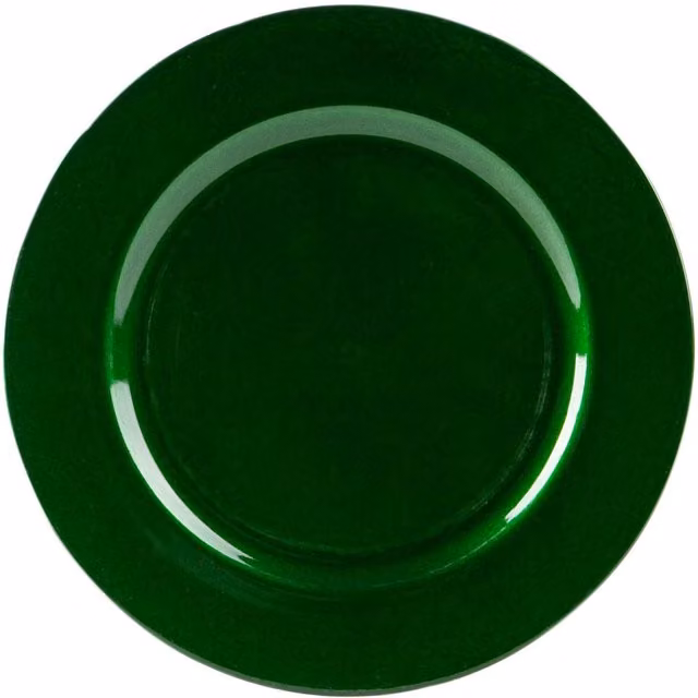 Argon Tableware Green Metallic Melamine Charger Plates